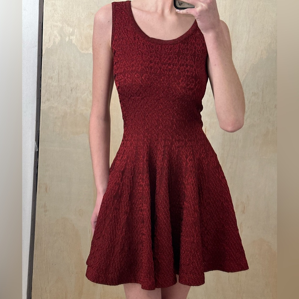 ALAIA Burgundy Knit Mini Dress Size FR 42